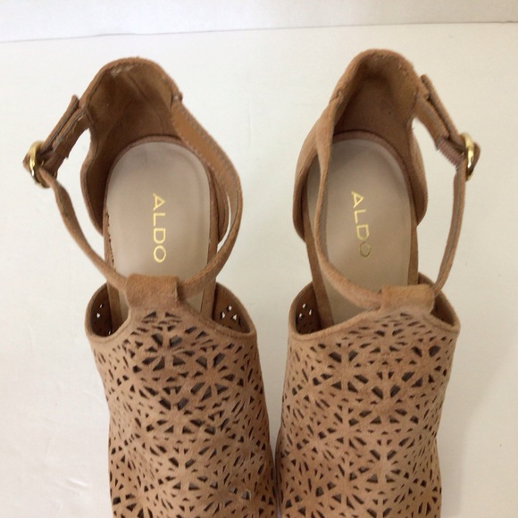 Aldo Light Brown Suede Platform Stiletto Heels, 9 - Picture 8 of 9